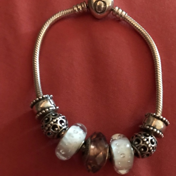 Pandora Jewelry - 19cm Pandora bracelet with heart clasp and charms